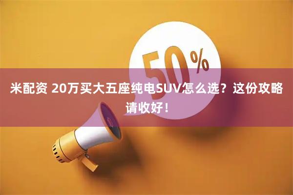 米配资 20万买大五座纯电SUV怎么选?这份攻略请收好!